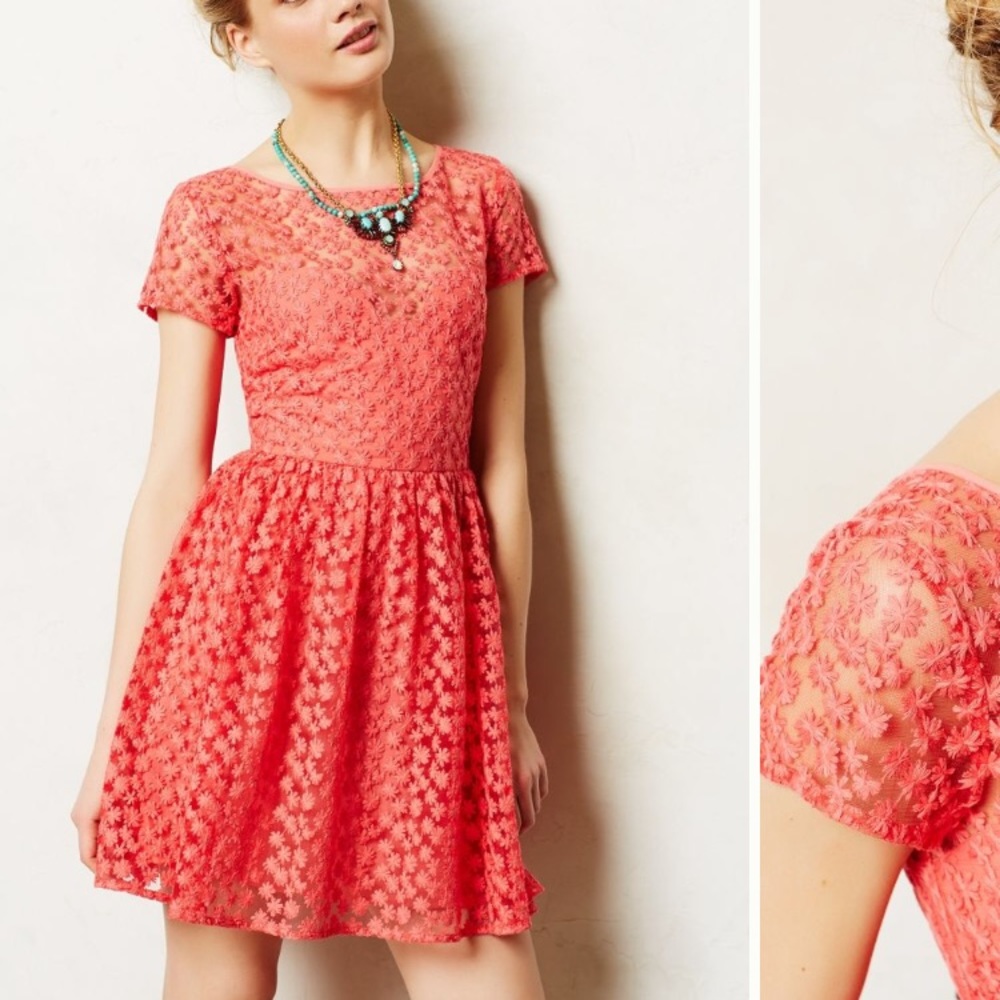 SALE Anthropologie Stitched Blossom Dress